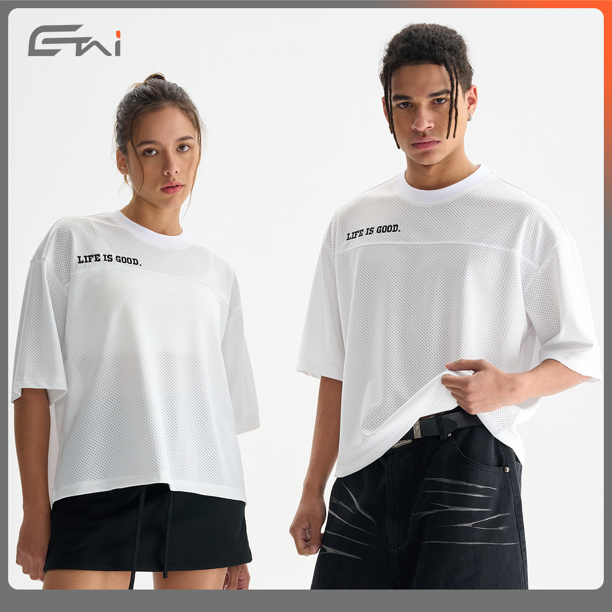 ETAI Hombre| Verano nuevo corto y ancho tipo malla de manga corta hombre de alta calidad universal transpirable pesada camiseta de cuello redondo image 3