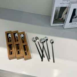 外贸库存批发不锈钢勺子套装家用长柄餐勺六件套长柄羹勺直播供货