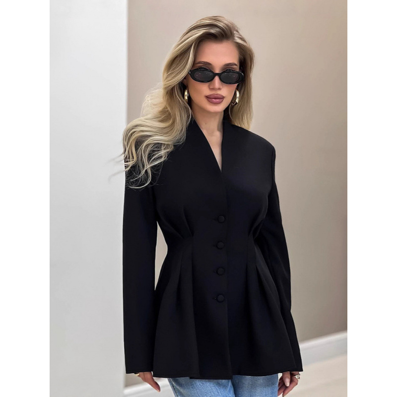 Dames blazer jas voor de herfst met elegante getailleerde pasvorm_voghion.com