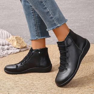 2024 British Style Low-Top European and American Cross-Border Boots Autumn and Winter New Women's Boots Large Size British Boots Casual Short Boots