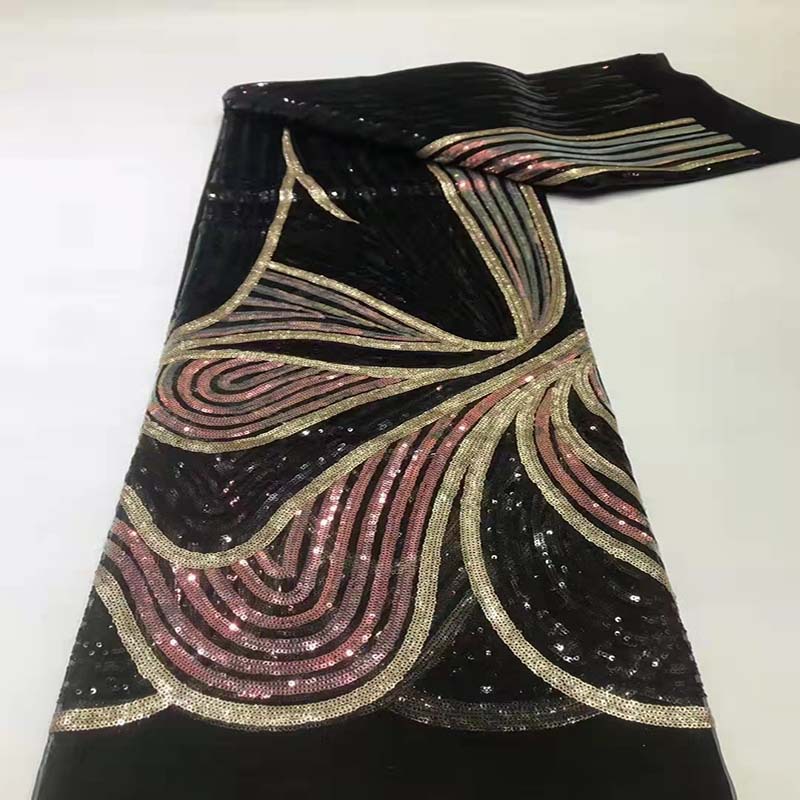Moda elegante lentejuelas vestido bordado vestido de novia tela de encaje de alta calidad JX1863 image 8