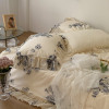 French Ink printing 40 Cotton sheet Four piece suit Hearts Lotus lace pure cotton Quilt cover The bed Supplies