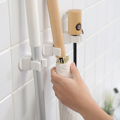 日本SJIAYP拖把挂钩免打孔卫生间收纳粘钩扫把挂架粘胶壁挂拖布夹|ms