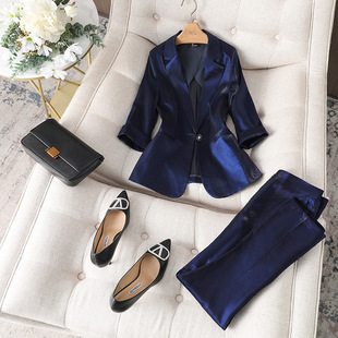 Acetate Satin Suit Jacket for Women, Spring & Fall Fashionable Elegant, Casual Classy Formal Wear, Professional Women's Small Suit Suit