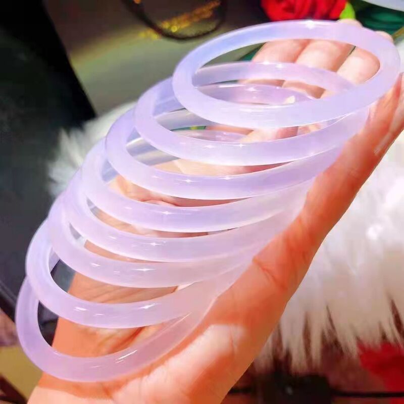 天然バイオレット玉髄ブレスレット氷種淡紫ラベンダー瑪瑙ブレスレット少女レイシ冷凍円条美人ブレスレット|undefined