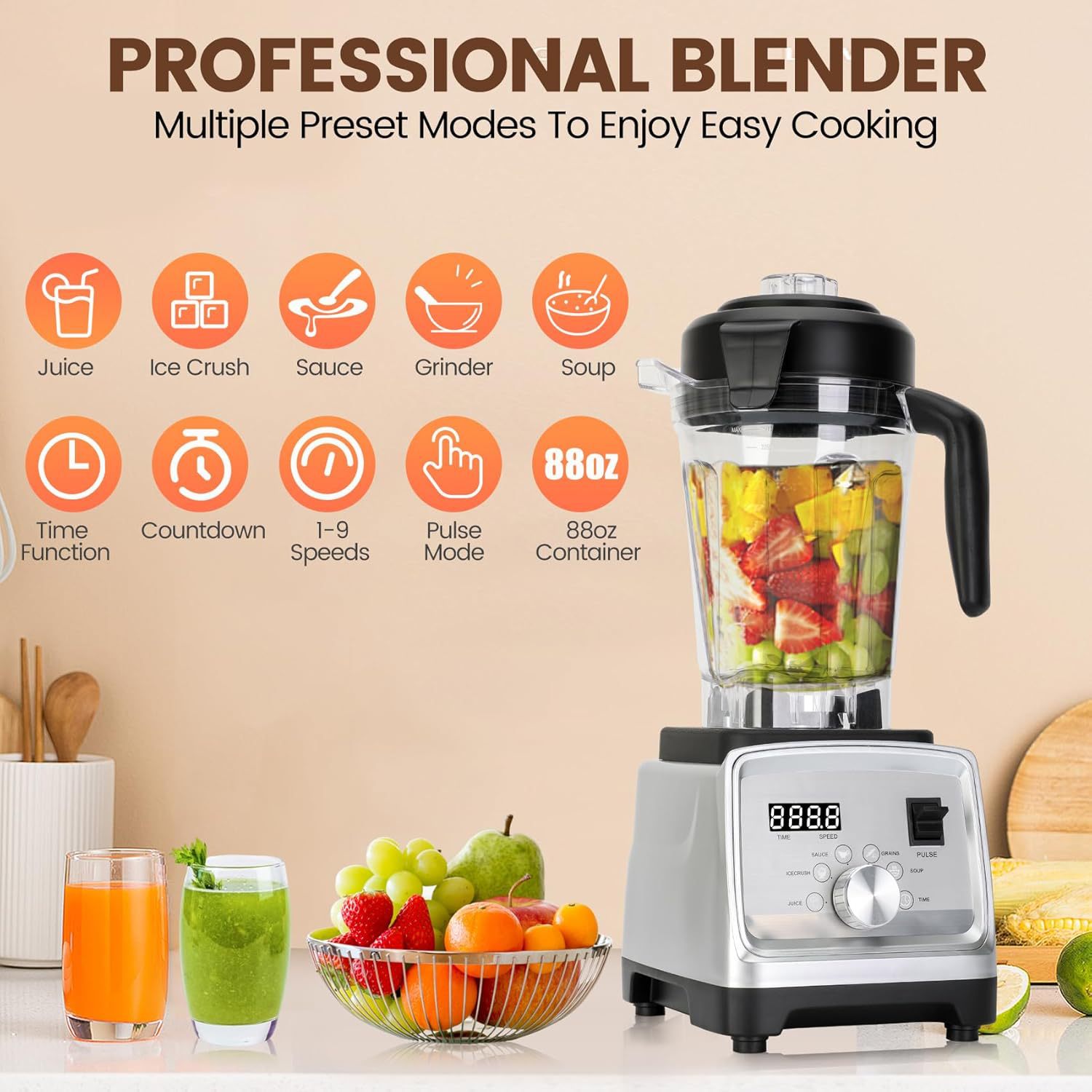 Licuadora Multifuncional de Alta Potencia 3L 110V Molienda de Pared Rota para Cocina image 4