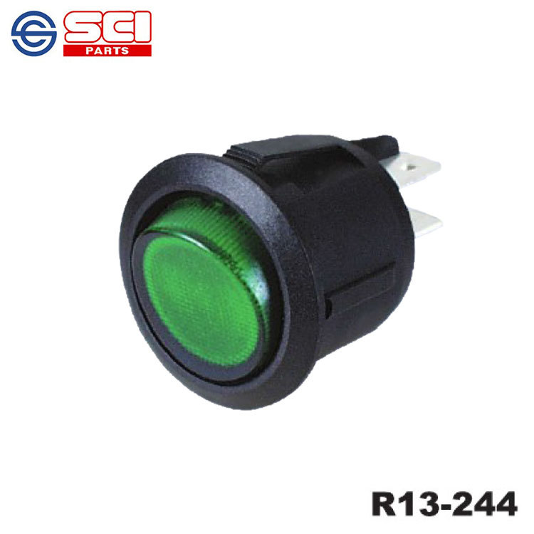 台湾SCI新进4脚2档圆形带灯防水船型开关R13-244A C B8美标UL TUV