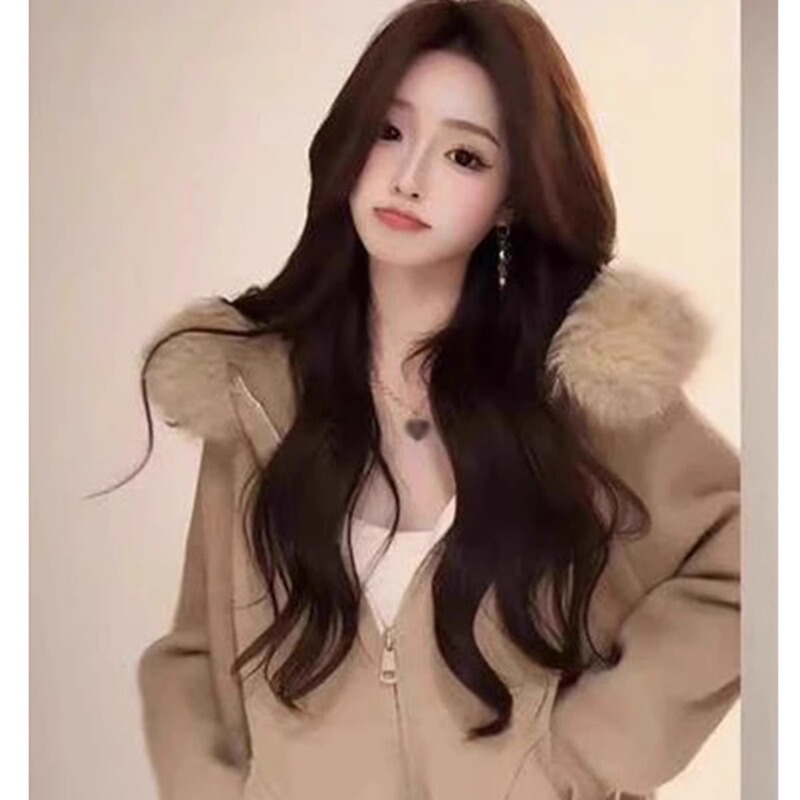 Korean Style Elegant Wool Collar Hooded Sweater Coat Women's Autumn and Winter New High-end Fashion Lazy Knitted Cardigan Top Korean Style Elegant Wool Collar Hooded Sweater Coat Women's Autumn and Winter New High-end Fashion Lazy Knitted Cardigan Top