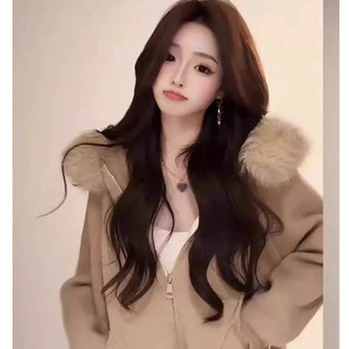 韩系气质毛领连帽毛衣外套女秋冬新款高级感时尚慵懒针织开衫上衣