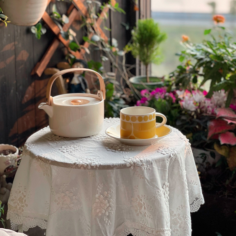 Garden Tablecloth French Ins Style White Lace Retro Accessible Luxury Round Table Cover Dining Table Cloth Balcony Coffee Table Cloth