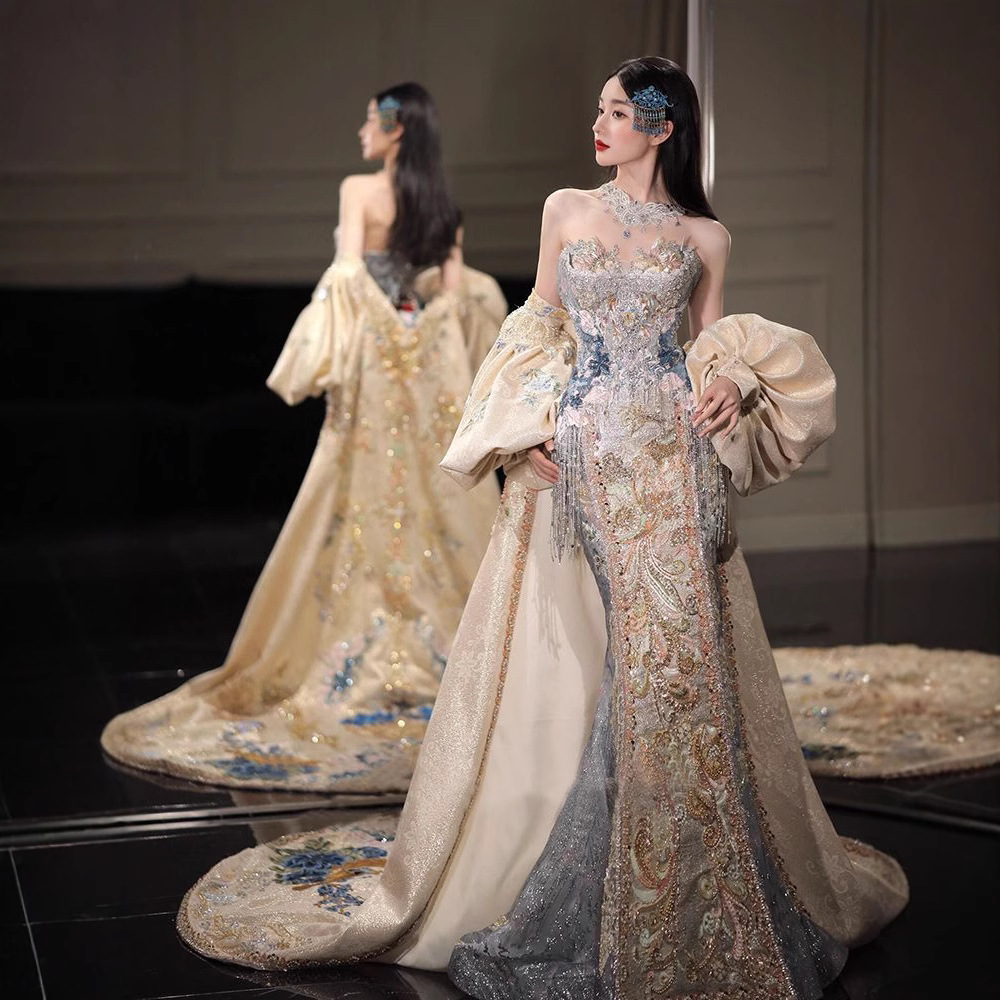 新中式嫁衣礼服2025夏新款新娘结婚敬酒服婚服出阁服气质鱼尾礼服