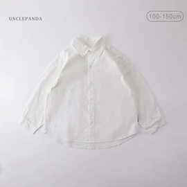 新款纯白衬衫学生表演演出服纯棉男童女童白衬衣纯棉翻领纯白上衣