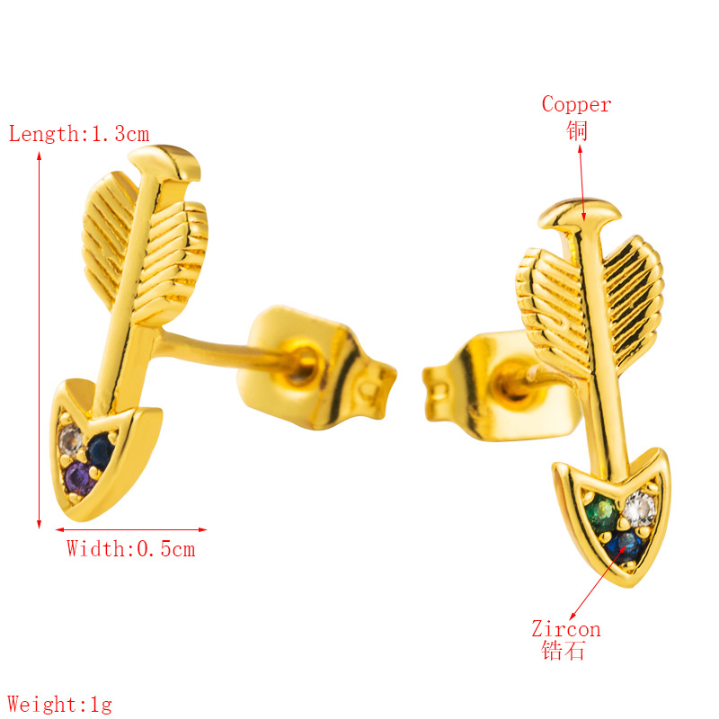 Exaggerated Arrow Female Copper Plated 18k Gold Earrings display picture 1
