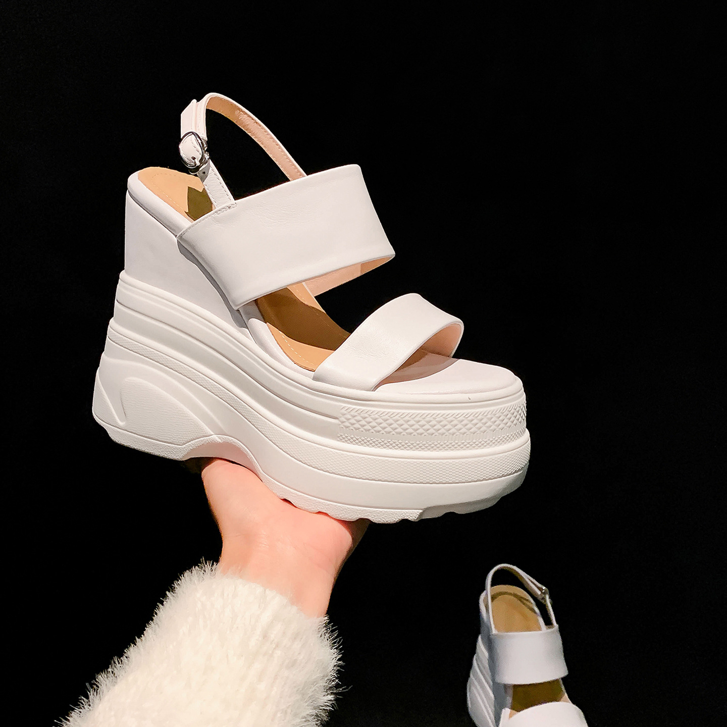 Sandals with hidden heel wedge heel platform