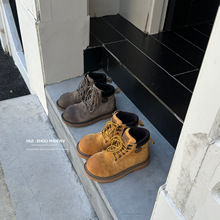 真皮踢不烂大黄靴女秋季2025新款英伦风马丁靴厚底增高工装靴子女