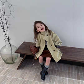 儿童新款洋气春秋季2025女童韩版休闲中长款风衣外套女宝宝秋装潮