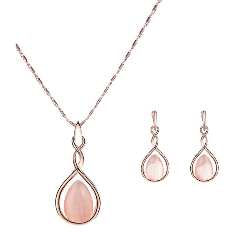 Joyas explosivas transfronterizas, gotas de agua de ópalo, pendientes nupciales, conjunto de collares, conjunto de joyas, fabricante de origen 2025