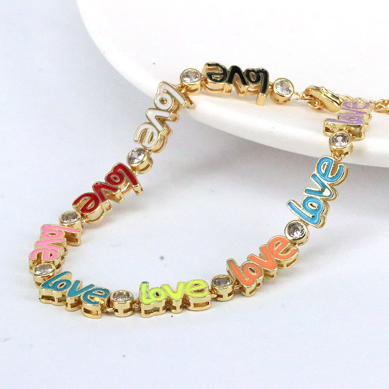 Fashion Letter Copper Stoving Varnish Zircon Bracelets display picture 3