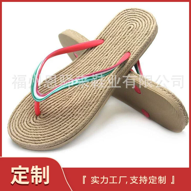 Шлепанцы из ЭВА с подошвой под имитацию плетеной конопляной веревки, с индивидуальным дизайном из ПУ, с логотипом и рисунками, разноцветные, от производителя