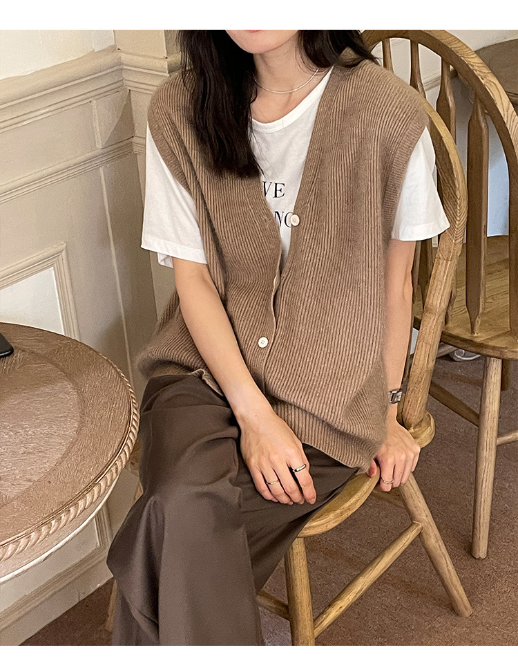 木兰时髦复古小马甲开衫女2023春季新款韩版简约针织上衣女 21507详情25