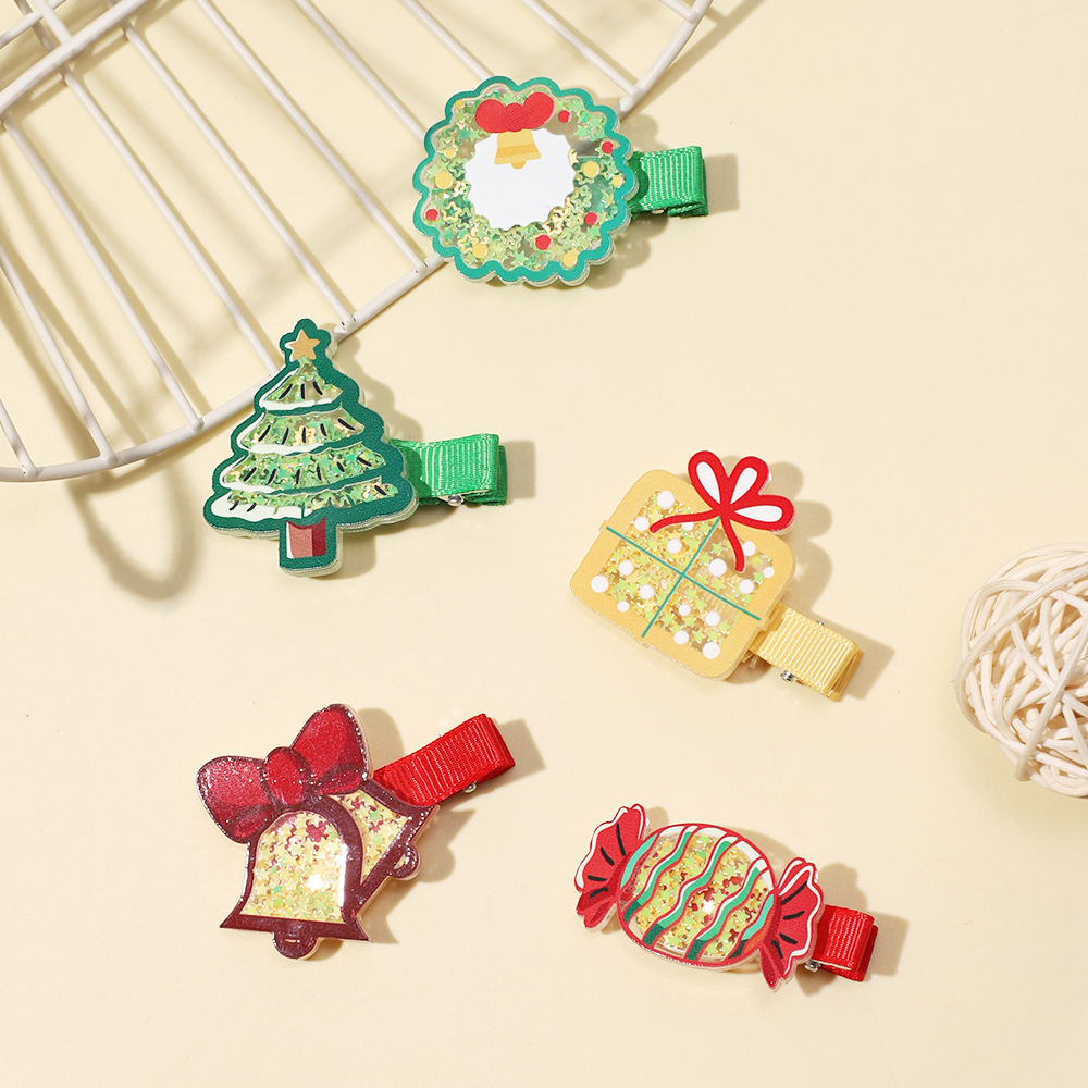 Regalo di Natale Accessori per capelli per bambini Fermaglio per capelli a forma di albero di Natale con motivo a cartoni animati per bambine_voghion.com
