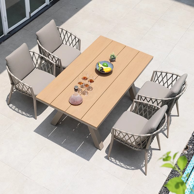 Mesas y sillas al aire libre nórdicas Patio Villa Patio Mesas y sillas Patio Al aire libre Jardín Terraza Ocio Mesas y sillas de ratán Combinación