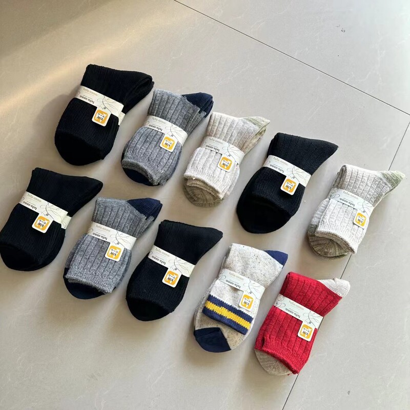 New Men's and Women's Socks, Japanese-Style Rabbit Wool Double-Needle Mid-Calf Socks, Solid Color, Thickened, Warm Wool Socks