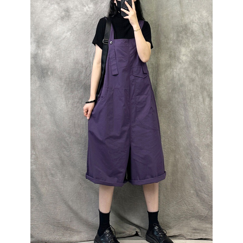Vintage Petite Women's Overalls 2026 New Summer Thin Loose Plus-Size Fashion Straight-Leg Suspenders Pants