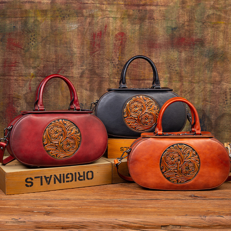 Nuova borsa in stile nazionale, piccola e popolare, borsa in pelle di vacchetta con strato superiore da donna in colore lucido_voghion.com