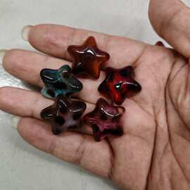 21*23mm个性烤漆豹纹五角星星 DIY手工串散珠串笔手机链饰品配件