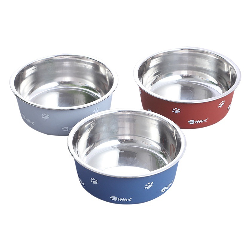 Nuevo doble capa engrosada succión perro tazón antideslizante PET tazón nórdico estilo de acero inoxidable perro tazón transfronterizo gato tazón al por mayor