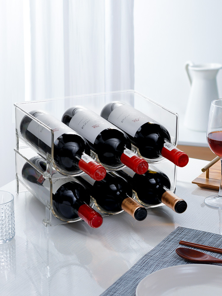 Japanese Household Simple Wine Rack Ornaments Creative Living Room Wine Cabinet Punch-free Small Wine Plaid Display Rack