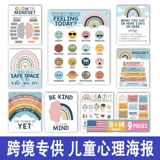 彩色课堂海报儿童情感海报心理健康学习卡引导幼儿儿童学习贴纸