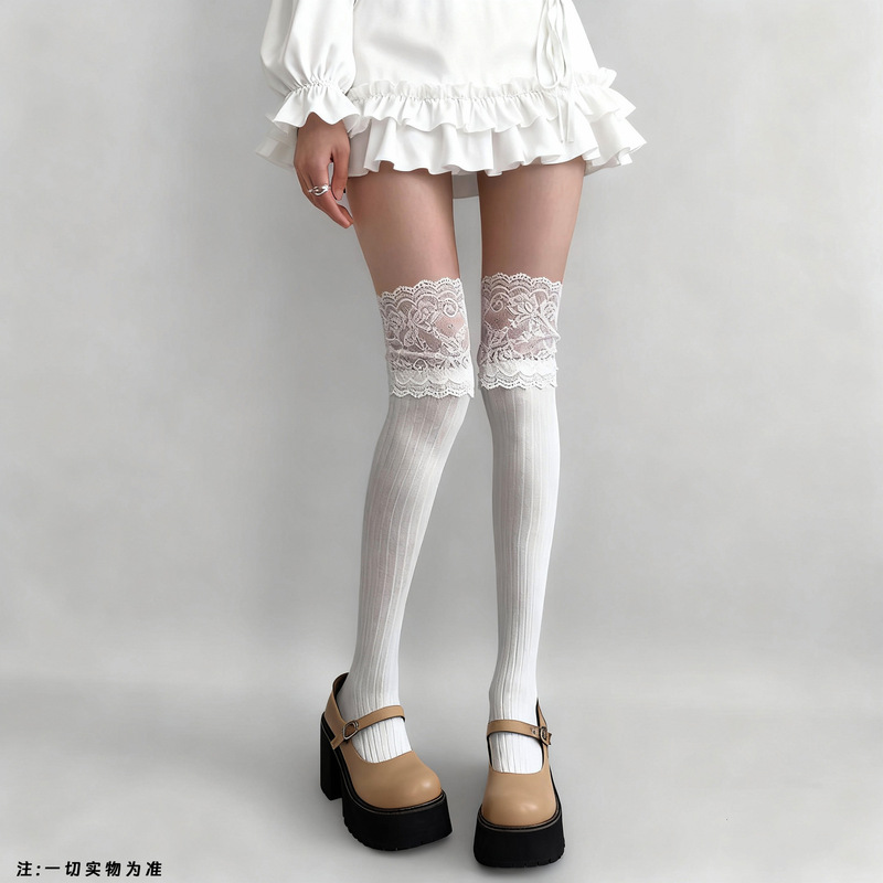 White Skin-Beautifying Stockings for Women, Jk Sweet Bow Print Pantyhose, Lolita Slimming Black Silk Leggings