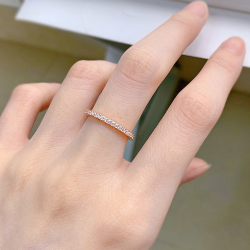 Mujing new fashion s925 silver ring exquisite jewelry simple ultra-thin full diamond ring for women