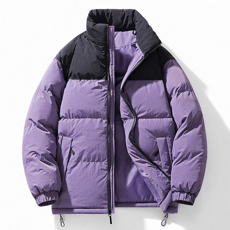 Trajes de algodón de pluma transfronterizos para hombres y mujeres invierno 2025 nuevas parejas de cuello de pan chaqueta de algodón gruesa se puede abrir