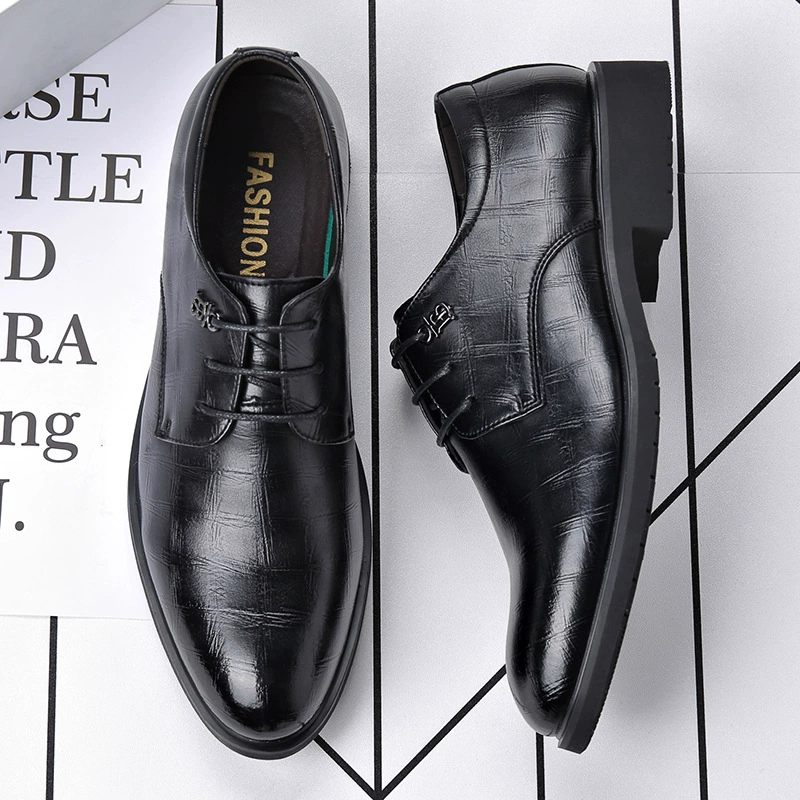 Кожаная обувь мужская деловая официальная одежда из натуральной кожи Повседневная Осенняя дышащая черная Свадебная обувь для жениха в британском Корейском стиле