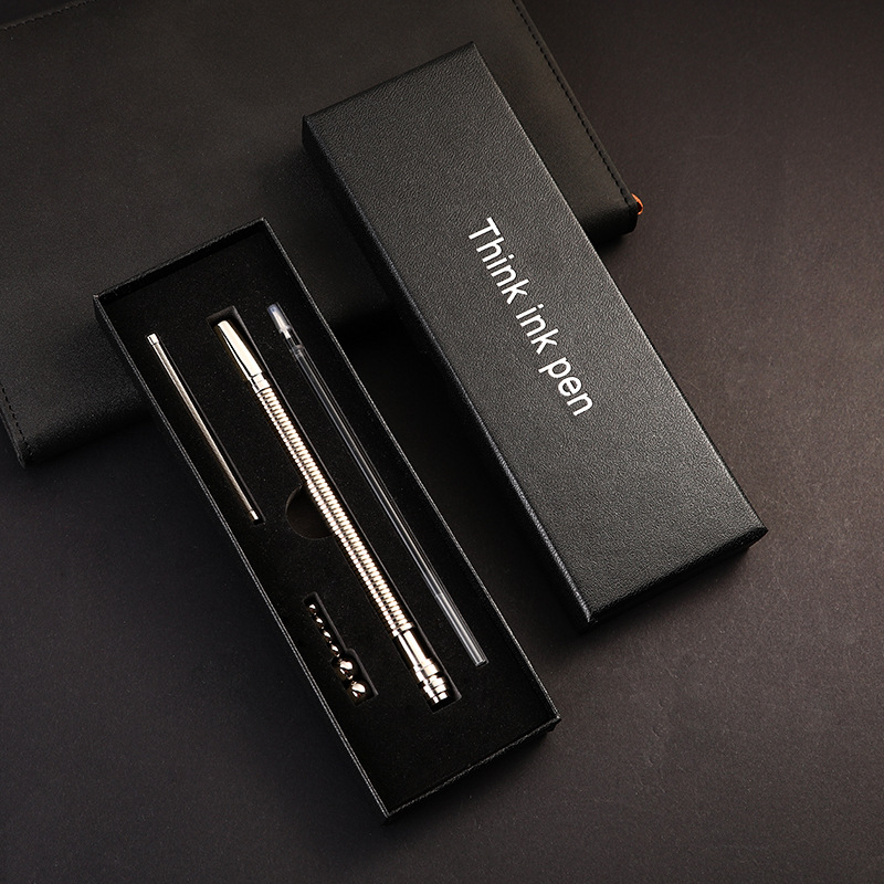 's Creative Metal Gel Pen Multifunctional Magnetic Spring Steel Ball Decompression Pen Toy Office