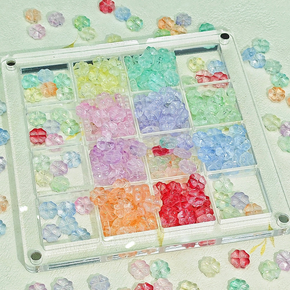 10mm琉璃四叶草串珠手作饰品玻璃珠透明手机装饰DIY手链项链材料