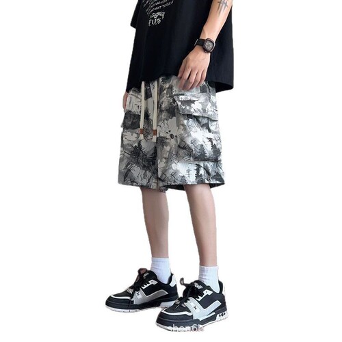 Summer 2025 American Streetwear Work Shorts for Men and Youth Sports Leisure Pants Leisure Tie-Dye