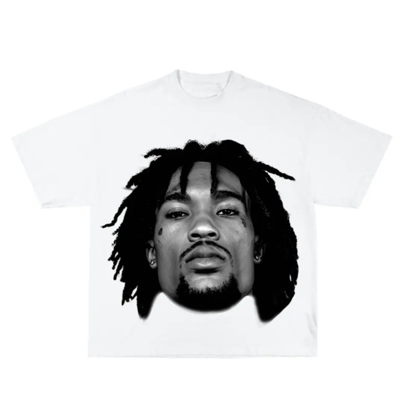 Cross-border European size men's 90s retro hip-hop Y2K portrait print T-shirt, loose trendy short-sleeve style