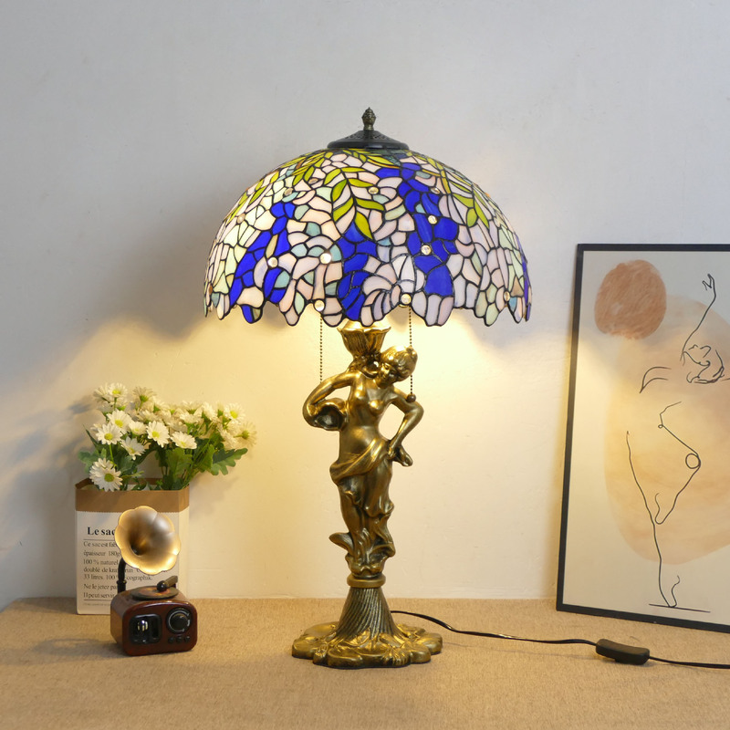 American Retro Tiffany Dragonfly Table Lamp Southeast Asian Living Room Dining Room Bedroom Art Decorative Table Lamp