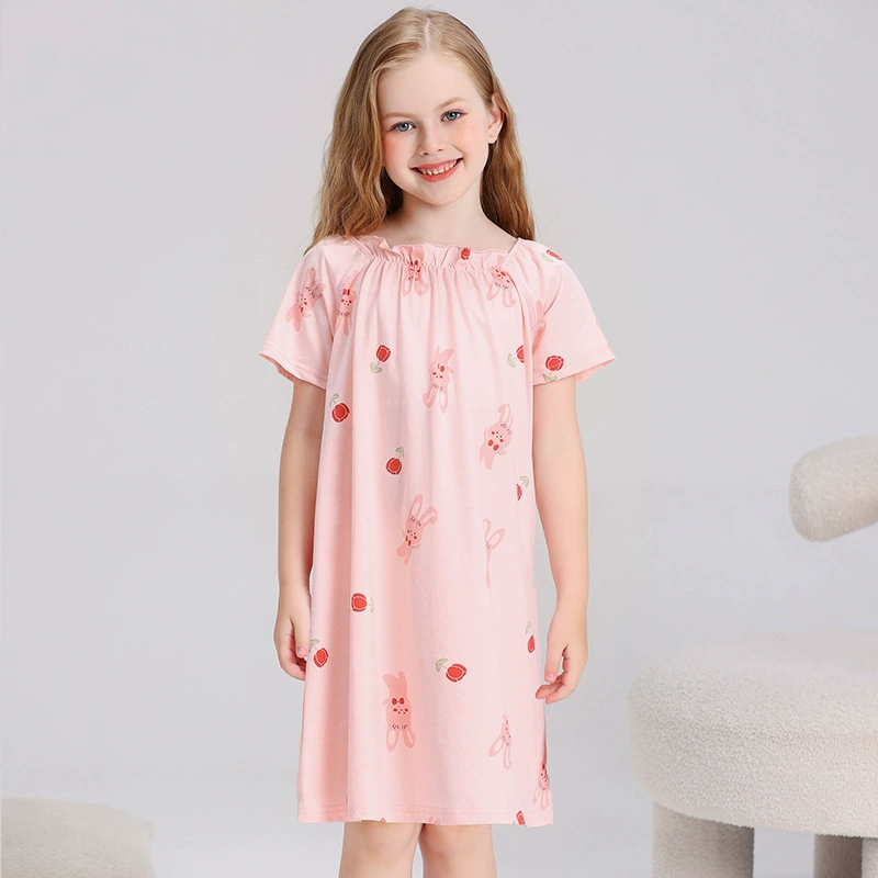 Cotton summer pijama, children's skirt for princess, family style, for teenagers, plus size, loose fit