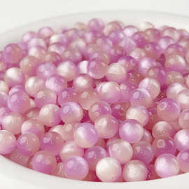 渐变双色8mm树脂仿猫眼直孔圆珠串珠diy手链项链饰品配件手工散珠