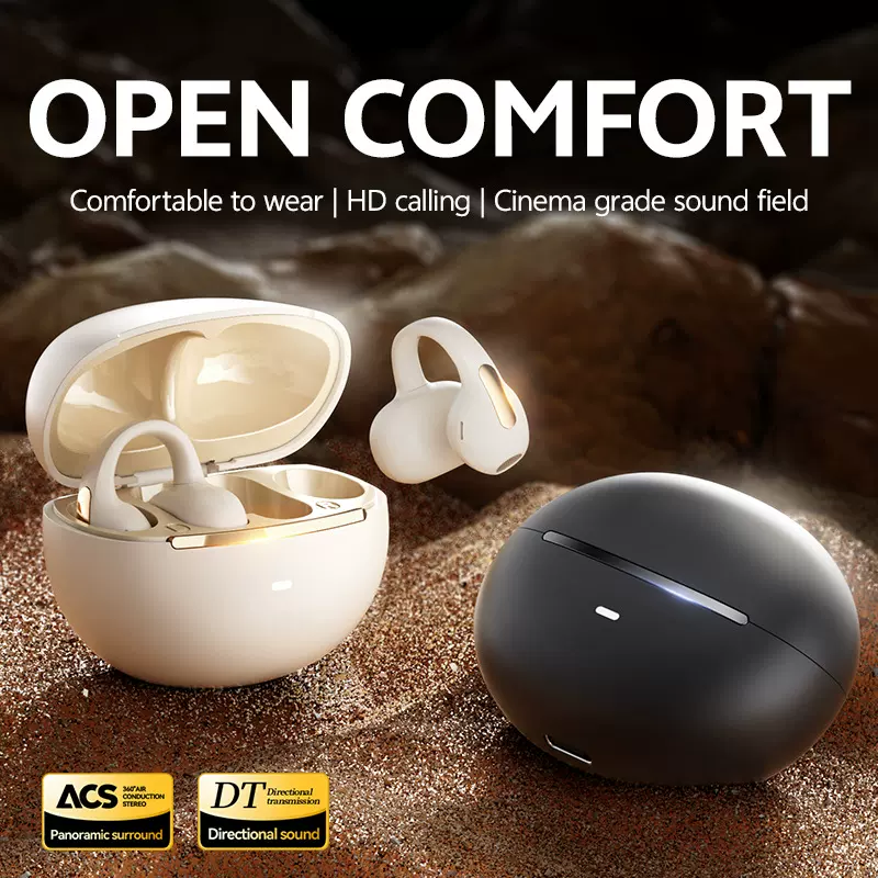 跨境新款AI智能翻译蓝牙耳机夹耳式高音质骨传导真无线HIFI音质