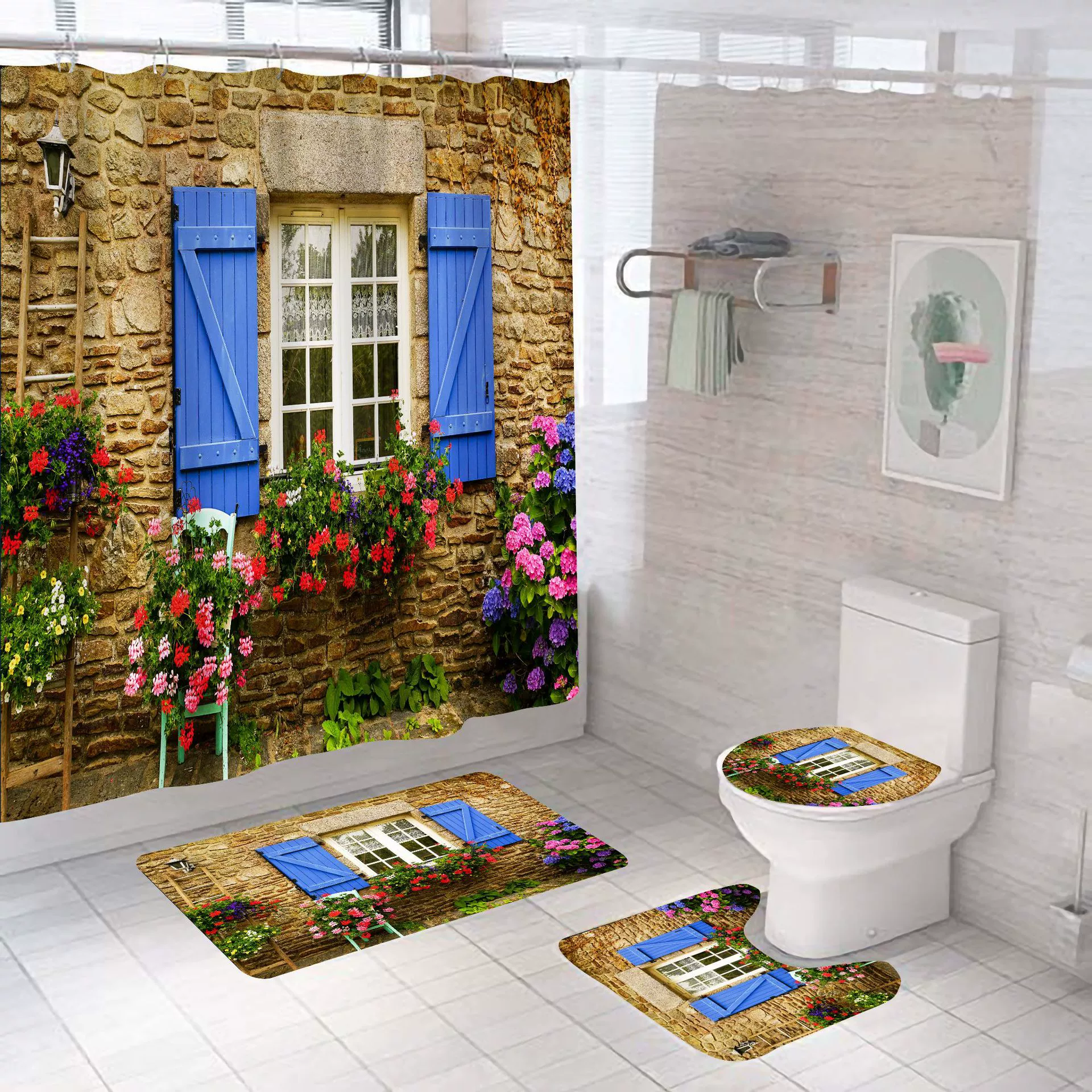 Трансграничная электронная коммерция сафлор маленькая оконная занавеска для душа костюм Цифровая печать полиэстер занавеска для душа без перфорации занавеска для душа занавеска для ванной