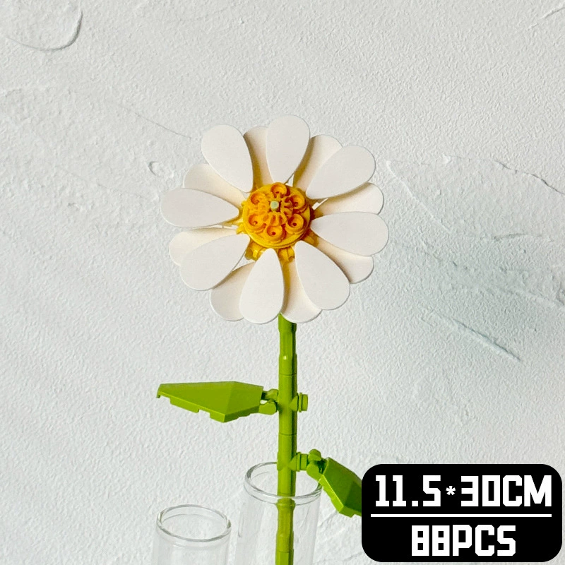 Realistic Table Flower Set, DIY Miniature Bouquet Constructor, Assorted Rose & Sunflower Models, Gift