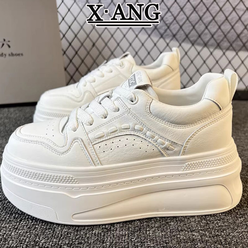 Genuine Leather White Shoes for Women, 2026 Spring New Style Platform Shoes, Thick-Soled Height-Increasing Sneakers, Women's Casual Sports Shoes Genuine Leather White Shoes for Women, 2026 Spring New Style Platform Shoes, Thick-Soled Height-Increasing Sneakers, Women's Casual Sports Shoes