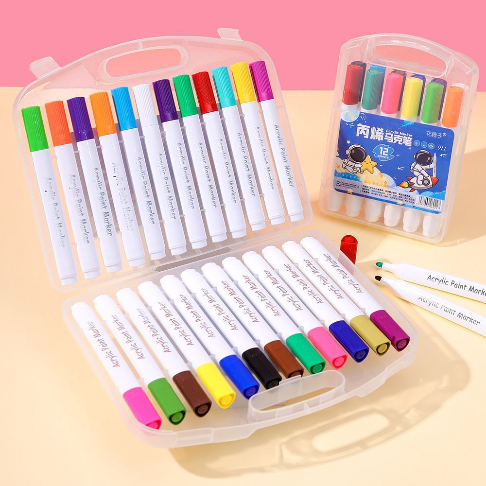 Cross-Border New Acrylic Marker Pen for Children's Kindergarten Art Painting Pen Opaque Washable Soft-Head Watercolor Pen