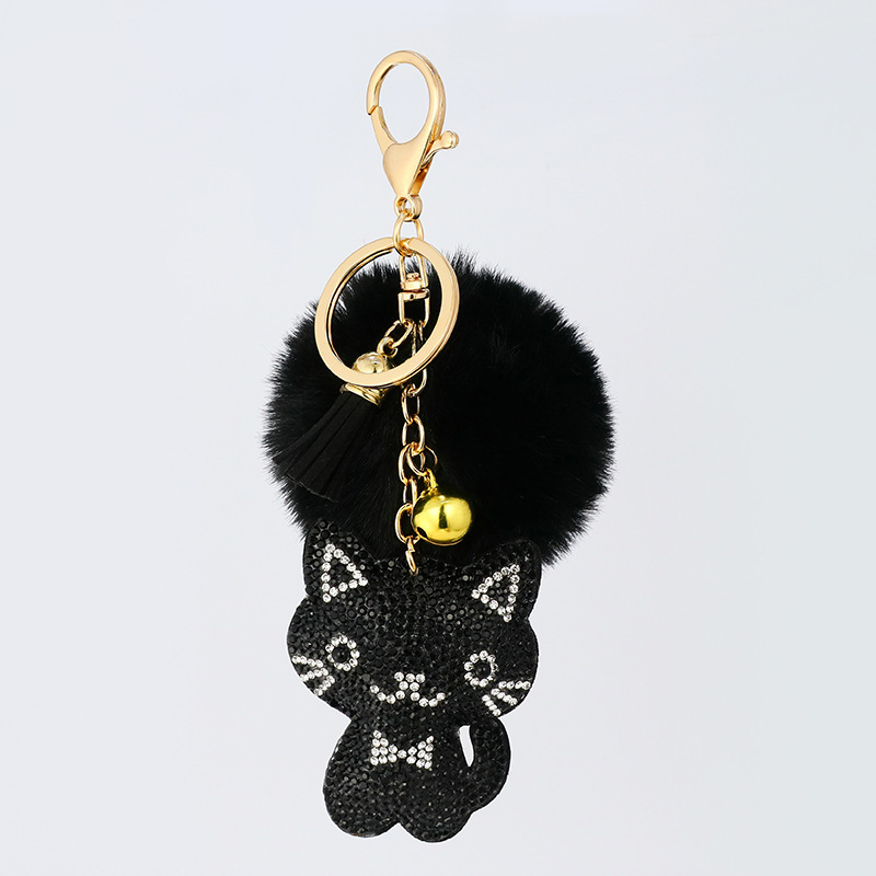 クロスボーダーのホットモデル韓国のベルベットには、猫と毛玉のキーホルダーの女性バッグのアクセサリーが飾られています|undefined